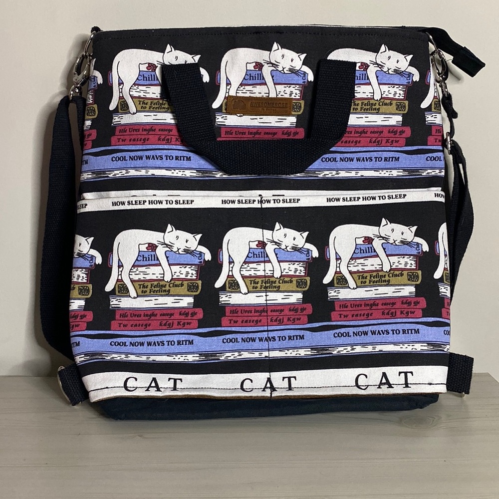 AwesomeRose 3-way convertible/backpack/cross-body/handbag Cat print